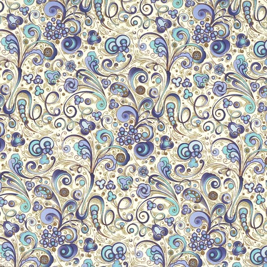Swirlled Floral Florentine Print Paper in Blues ~ Rossi Italy ~ 2013